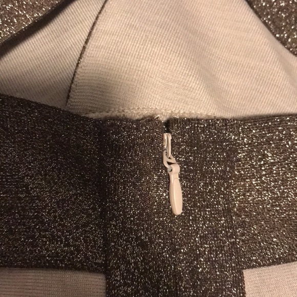 Forever 21 beige and brown glitter bandage bodycon dress - Picture 12 of 13